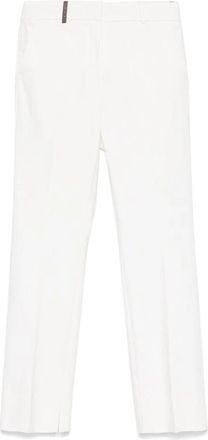 PESERICO Broek met knoopsluiting aan de voorkant - Dames - Straight fit broeken - Wit - M - Katoen - Broeken