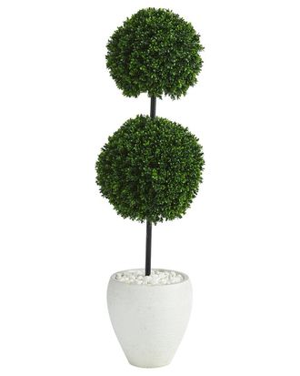 Nearly Natural 4Ft Boxwood Double Ball Uv-Resistant Artificial Topiary Tree In Planter (Indoor/Outdoor)