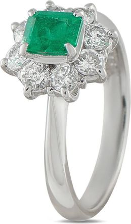 Luxury Bazaar Anello in platino con smeraldo e diamanti - Argento