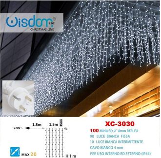 Trade Shop Trade Shop - Tenda Luminosa Natalizia 100led Luce Bianca Fissa + Bianca Intermittente Xc-3030