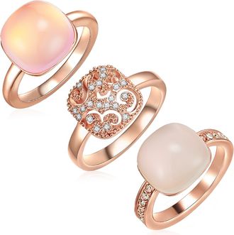 Lulu & Jane Womens Jewellery Set Metal - Rose Gold - Size P