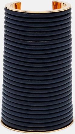 Alaia Ala&iuml;a Leather-trimmed cuff bracelet