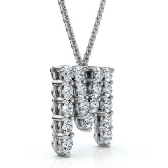 Pompeii3 1Ct Diamond Initial M Pendant 14k Gold 18 Necklace Lab Grown 5/8 Tall
