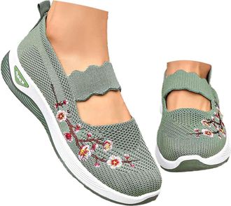 Generic Womens Trainers Slip in Women Sneakers Slip-Ins Orthopedic Walking Shoes for Women Woven Orthopedic Breathable Soft Sneaker Non-Slip Arch Support Anti