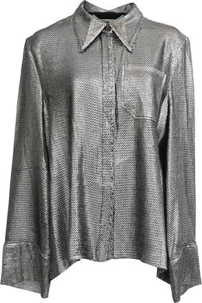 Roland Mouret Button Down Blouse in Silver Polyamide