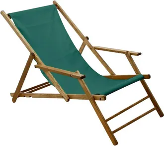 Jan Kurtz Maxx Deckchair Teakholz, Bezug Polyacrylgewebe dunkelgr&uuml;n