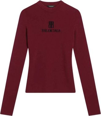 Balenciaga Stijlvolle Sweaters met Ronde Hals - Dames - Longsleeves - Rood - M - Tops