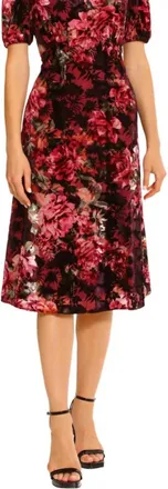 Maggy London Short-Sleeve Floral Keyhole Dress In Raisin Win