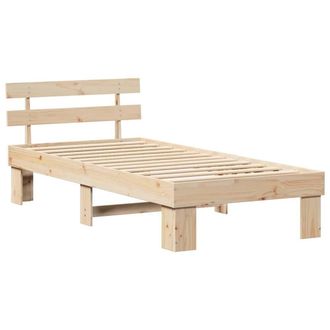 Berkfield Home Bed Frame with Headboard 100x200 cm Solid Wood Pine in Beige