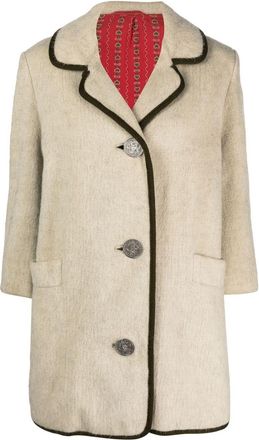 A.N.G.E.L.O. Vintage Cult 1990s woven buttoned coat - women - Wool/Mohair/Cotton - S - Neutrals