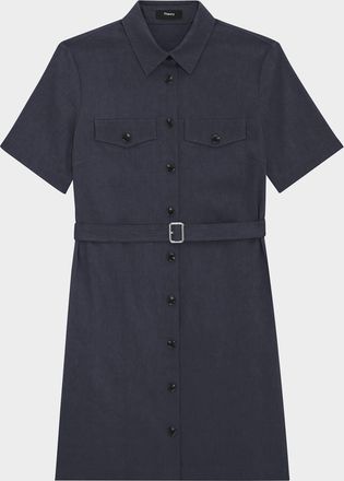 Theory Crunch Linen Military Shirtdress