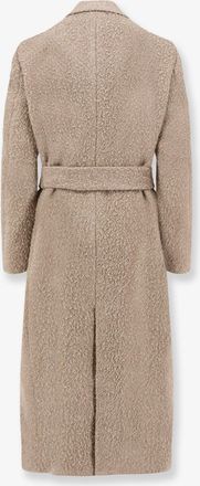 Golden Goose Womens Wrinkled Virgin Wool Blend Coat Beige