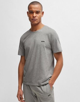 HUGO BOSS Mens BOSS Orange Mix & Match Mens Stretch-Cotton Regular Fit T-Shirt with Logo Detail NOS - Medium Grey 033 - Size: 42