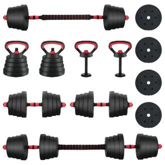 vidaXL Juego De Mancuernas 4 En 1 40kg Negro Y Rojo Vidaxl