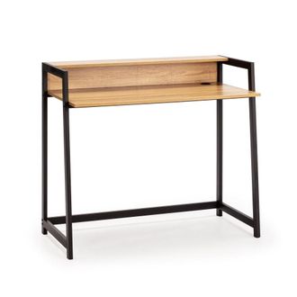 HOMN Mesa de escritorio 1 estante negro, estilo industrial, 104 cm