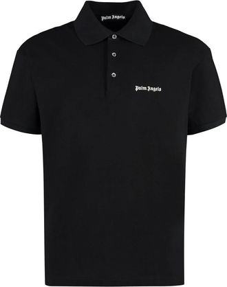 Palm Angels Cotton-piqu&eacute; Polo Shirt - Heren - Polos - Zwart - XL - Katoen - Tops