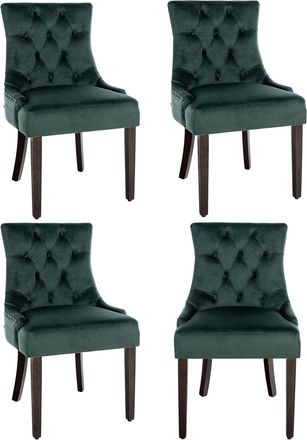 Clp Clp - Juego De 4 Sillas De Comedor Aberdeen En Terciopelo Verde Oscuro Antiguo