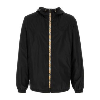 Burberry Light Jackets, male, Black, Size: XL Nylon Windbreaker