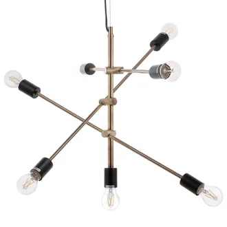 Beliani Beliani - L&aacute;mpara De Techo De Metal Lat&oacute;n 7 Luces Industrial Sala De Estar Cremera