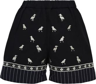 Biyan Shorts met borduurwerk - Zwart