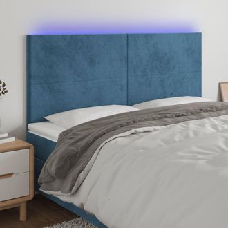 vidaXL Cabecero Con Luces Led Terciopelo Azul Oscuro 160x5x118/128 Cm Vidaxl