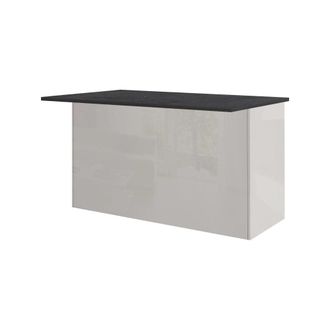 Dmora Isla de cocina imitaci&oacute;n madera blanco brillante, pizarra 155x90h90 cm