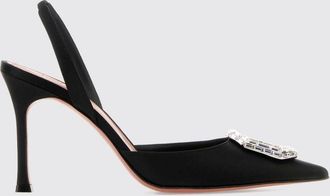 Amina Muaddi Camelia Satin Slingback Pumps with Jewelled Buckle