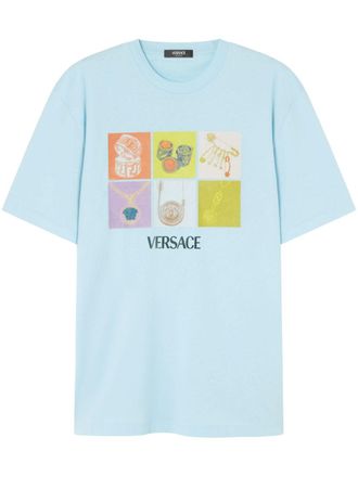 Versace Relaxed-Fit Aqua Blue T-Shirt