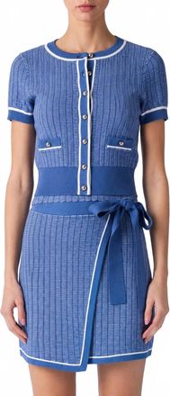 Toccin Patra Short Sleeve Cardigan In Ocean Optic