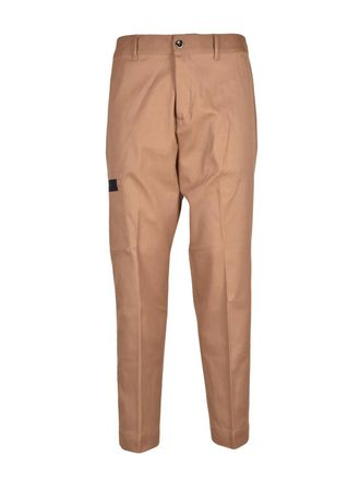 Nine In The Morning Tailored Beige Trousers with Elasticated Waist and Buttoned Welt Pockets