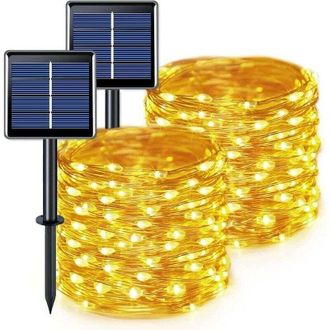 OEM Guirnalda De Luces Solares Impermeables De 200 Led, 20 M, Luz Blanca C&aacute;lida Con 8 Modos, Cable De Cobre, Ideal Para Jard&iacute;n, Patio, Navidad Y Bodas. - 