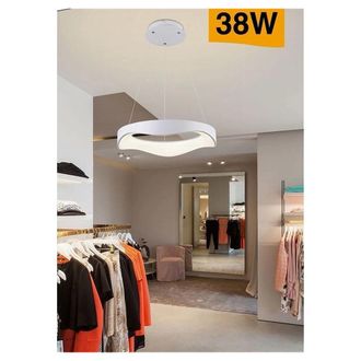 Trade Shop Trade Shop Traesio - Trade Shop - Lampadario A Sospensione Led Onda 38w Ultra Moderna 3 Colorazioni Di Luce A67-3c - Blanco