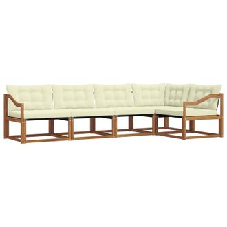 vidaXL Conjunto De Sof&aacute;s De Exterior Con Coj&iacute;n 5 Pcs Natural Y Crema Vidaxl
