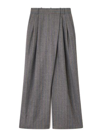 Ganni Brushed Wool Stripe Mid Waist Pants
