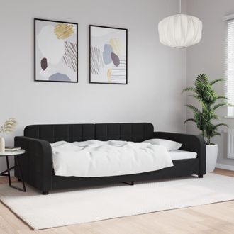 vidaXL Sof&aacute; Cama Sin Colch&oacute;n Terciopelo Negro 100x200 Cm Vidaxl
