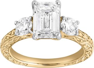 LuvMyJewelry Novelle 14K Gold 2.65 Ct Emerald Cut Lab Grown Diamond Engagement Ring in 14K Yellow Gold at Nordstrom, Size 7