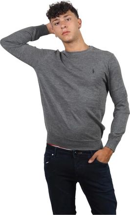 Ralph Lauren Polo lichtgewicht wollen trui - M- GRI - Heren - Ronde hals truien - Grijs - XL - Wol - Truien & Vesten