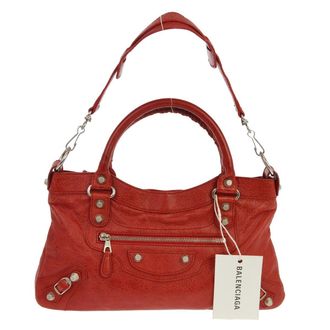 Balenciaga City Giant Studs Bag Leather Red Leather Handbag (Pre-Owned)