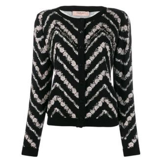 Twinset Chevron Bloemenmotief Cardigan - Dames - Vesten - Veelkleurig - XS - Truien & Vesten