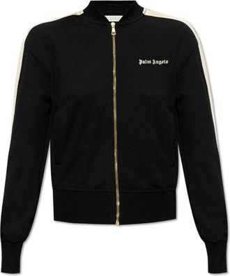 Palm Angels Sweatshirt met Logo - Dames - Vesten met rits - Zwart - S - Polyester - Hoodies & sweatvesten