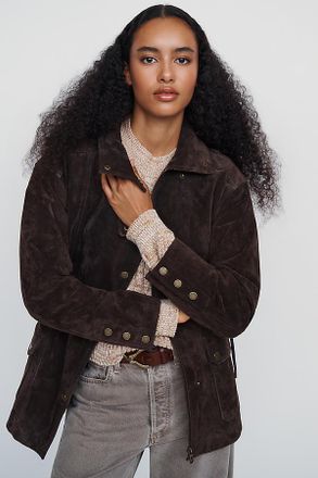 Avec Les Filles Suede Funnel Neck Jacket