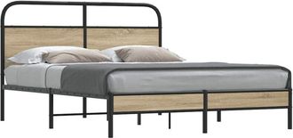 vidaXL Giroletto senza Materasso Rovere Fumo 160x200 cm in Truciolato - Vidaxl