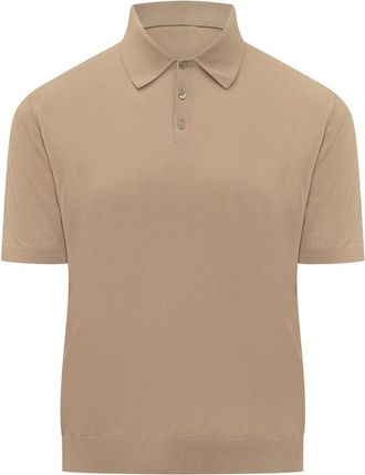 Malo Beige Solid Shirt Collar Polo