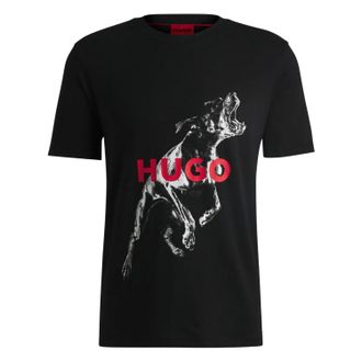 HUGO BOSS Hugo Heren Hond Oversized T-shirt (Zwart)