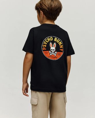 Psycho Bunny Kids Ren Back Graphic Tee 001 BLACK / M/10-12
