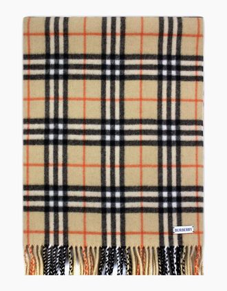 Burberry Mens Burberry Medium Check Cashmere Scarf Sand - Cream/Brown - Size: OS