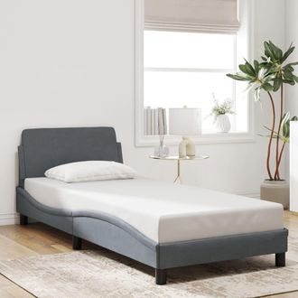 Berkfield Home Bed Frame without Mattress Dark Grey 90x190 cm Single Velvet