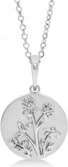 Allurez Floral Medallion Disk Pendant Necklace 14k White Gold