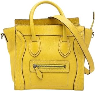 Celine Pre-owned Handbags, female, Yellow, Size: ONE SIZE Pre-owned Nano Luggage Tote