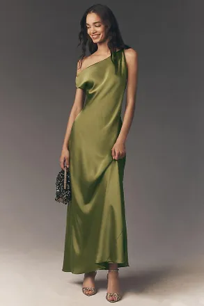 BHLDN Sienna Off-The-Shoulder High-Shine Satin Maxi Dress